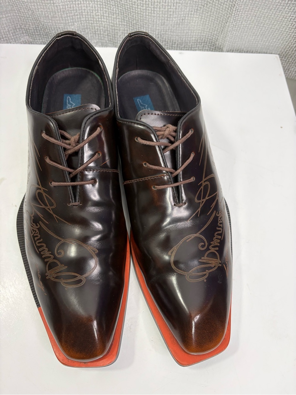 Relief Embossed Formal Glossy Square Toe Oxford Shoes size 45 / 11.5
